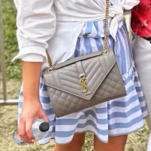 Yves Saint Laurent Gray Quilted Leather Chain Bag - Picture 8 of 16